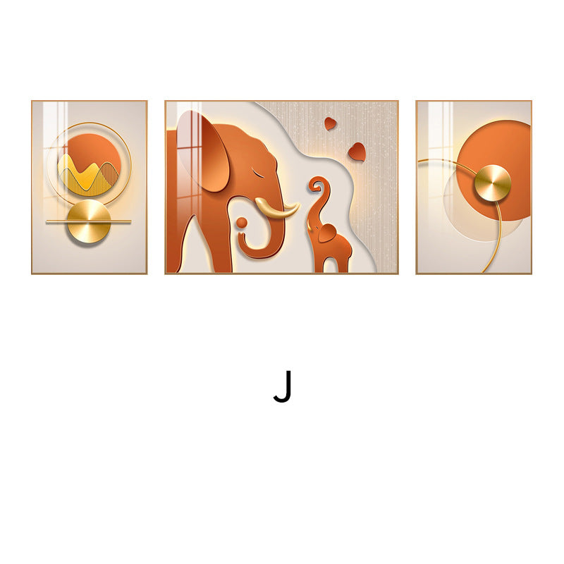 Abstract Elephant-Themed Canvas Triptych Art Homeandso