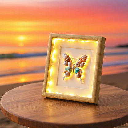 Illuminated Shell Butterfly Shadow Box Frame