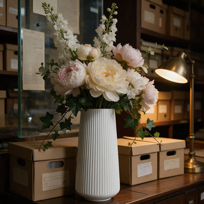 Modern Vertical Ribbed Ceramic Vase