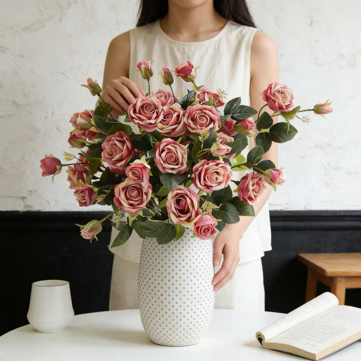 Decorative Faux Rose Floral Arrangement for Home