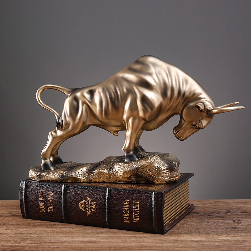 Decorative Golden Bull Sculpture Homeandso