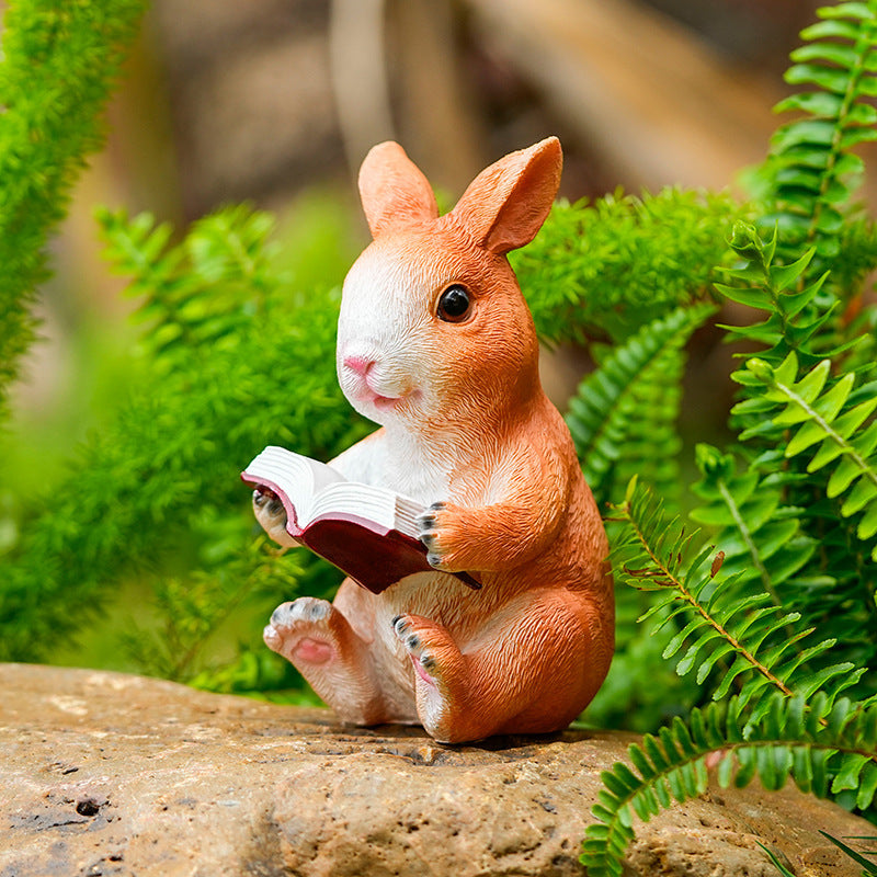 Adorable Reading Rabbit Figurine Homeandso