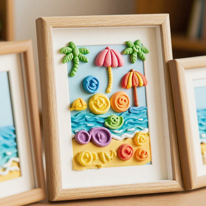 3D Beach Scene Art Frame