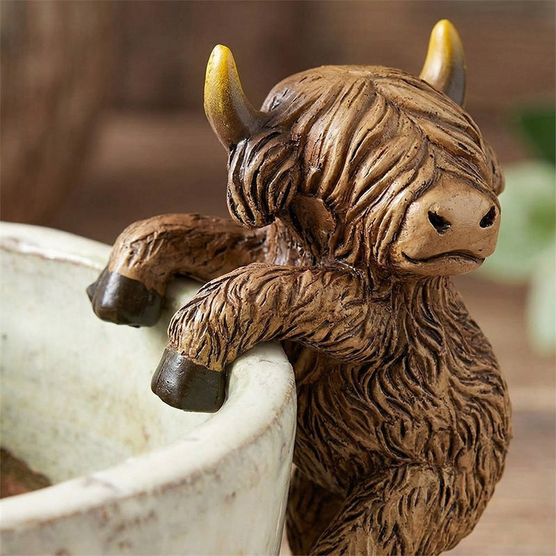 Playful Highland Cow Figurine Homeandso