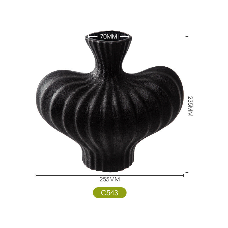 Decorative Ribbed Ceramic Vase Homeandso