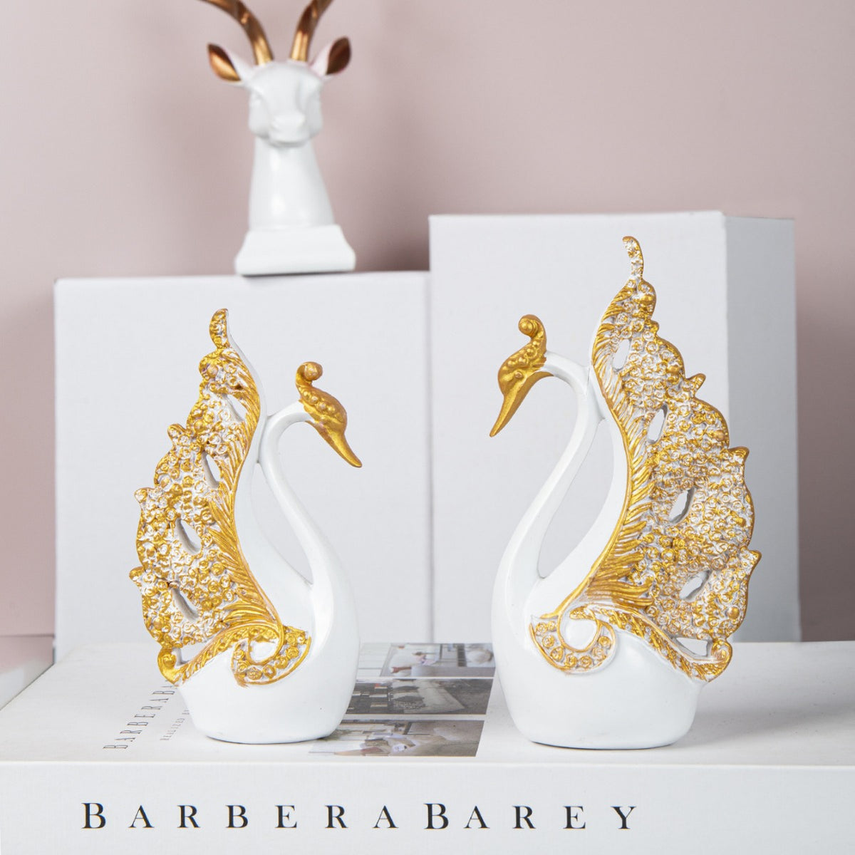 Elegant Ceramic Swan Figurines Homeandso