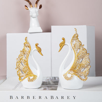 Elegant Ceramic Swan Figurines Homeandso