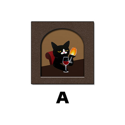 Whimsical Cat-Themed Framed Art Print Homeandso