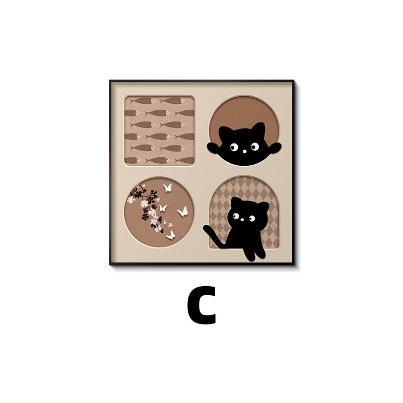 Framed Cat-Themed Art Plaque Homeandso