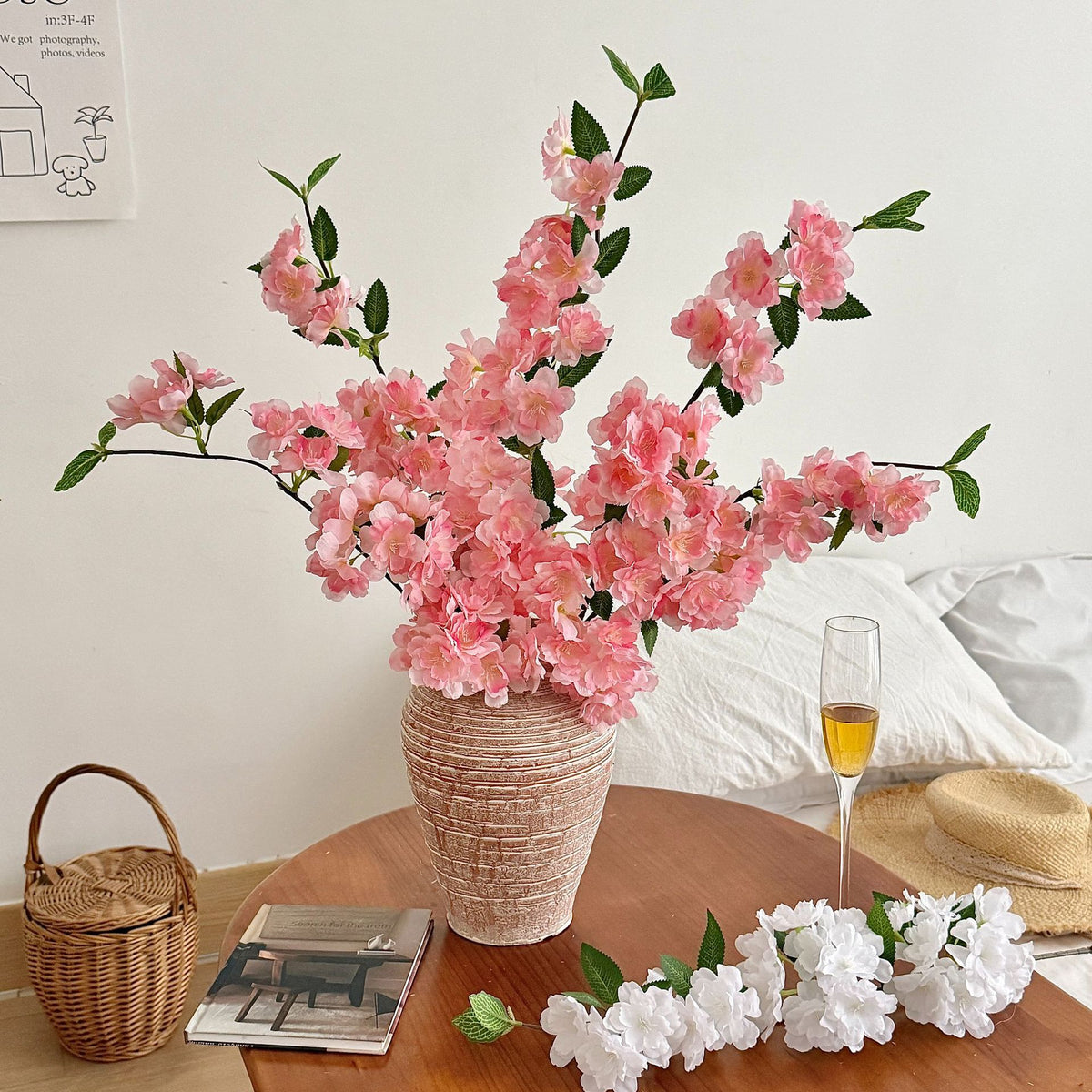 Decorative Cherry Blossom Floral Stem for Home Display
