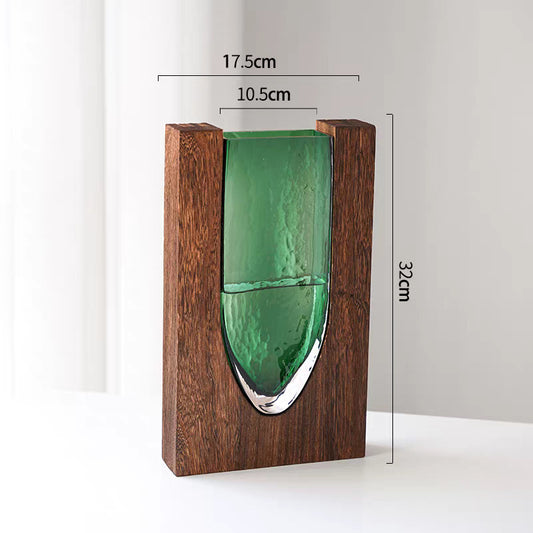 Zeitgenössisches Glas- und Holz-Mittelstück