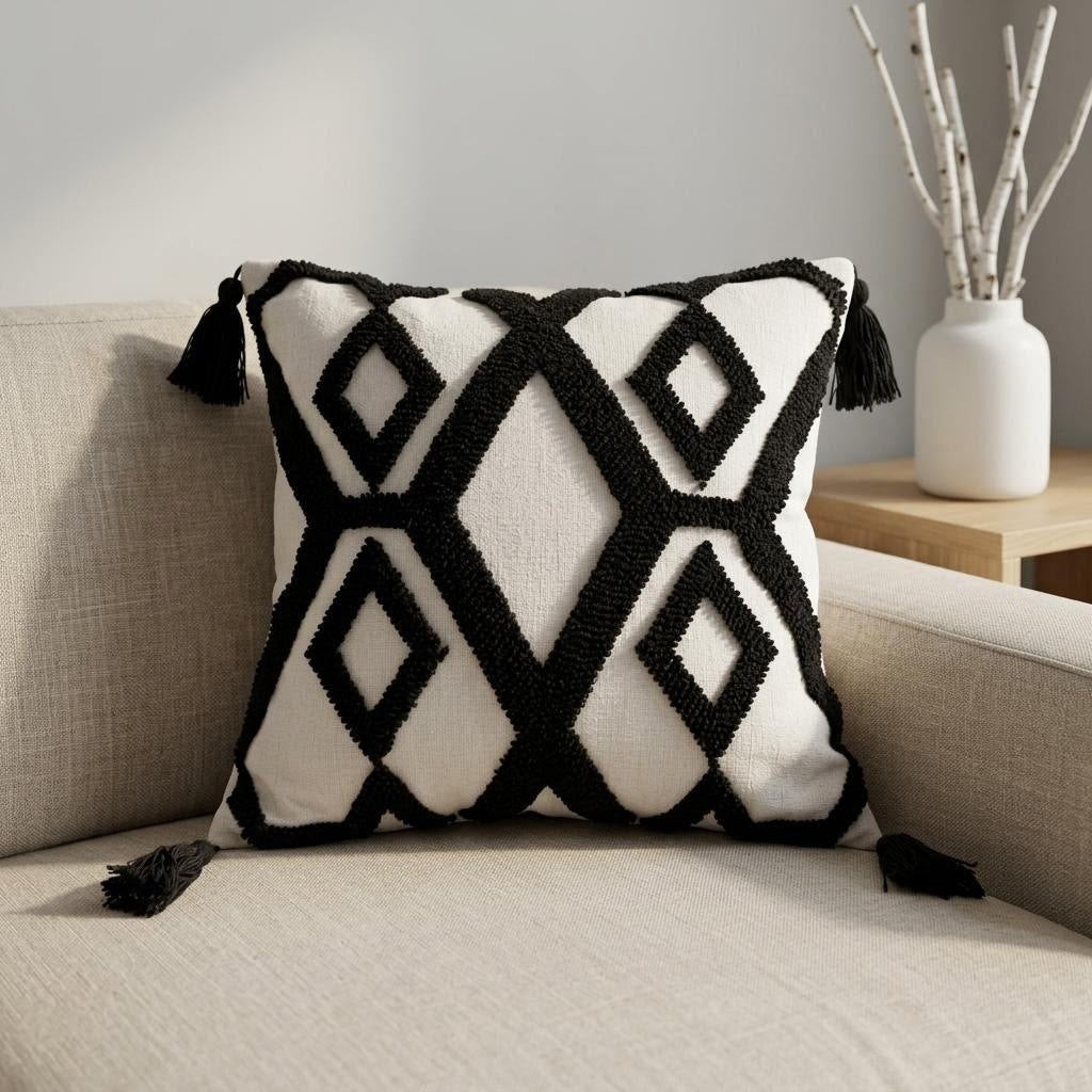 Geometrisch gemustertes Textil-Wurfkissen