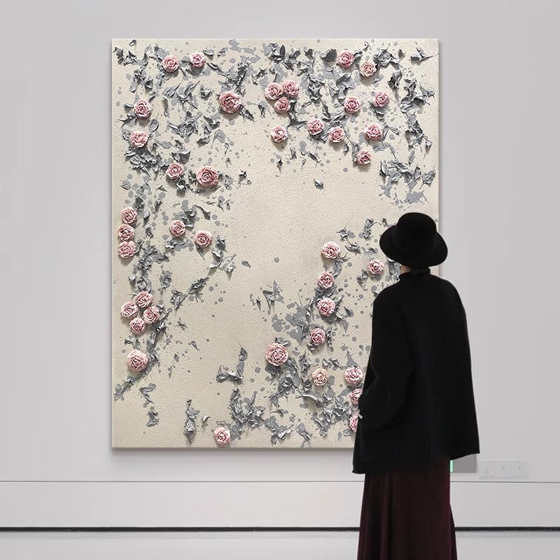 Textured Floral Relief Canvas Wall Art Homeandso
