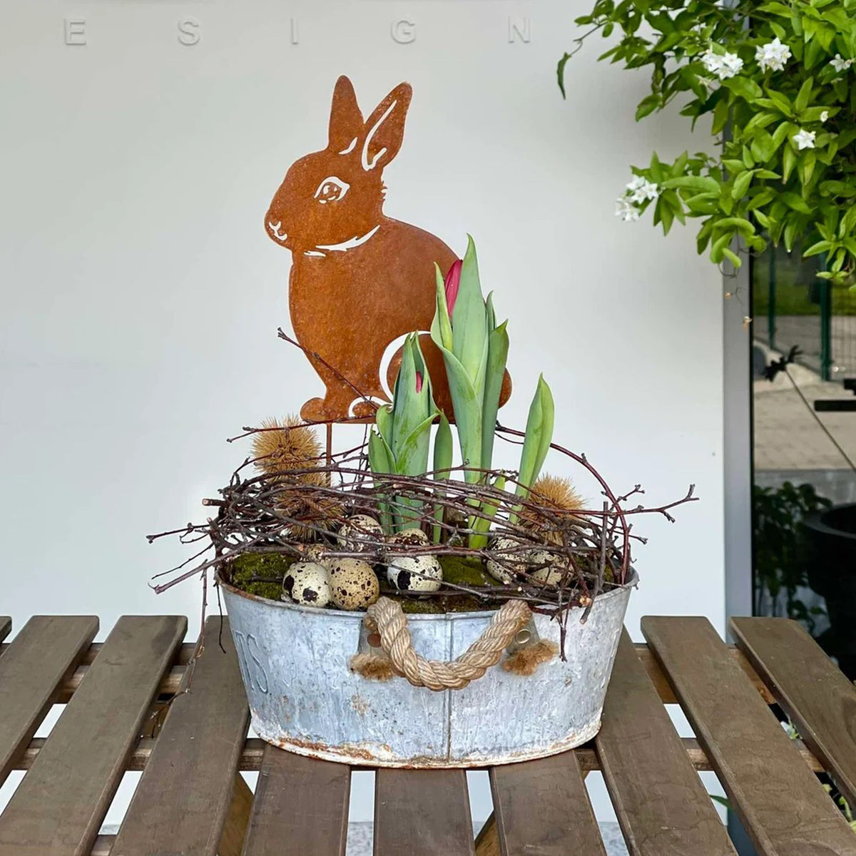 Decorative Rabbit Garden Stake Homeandso