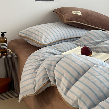 Soft Striped Plush Comforter Set