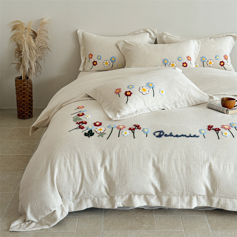 Decorative Embroidered Floral Bedding Set Homeandso