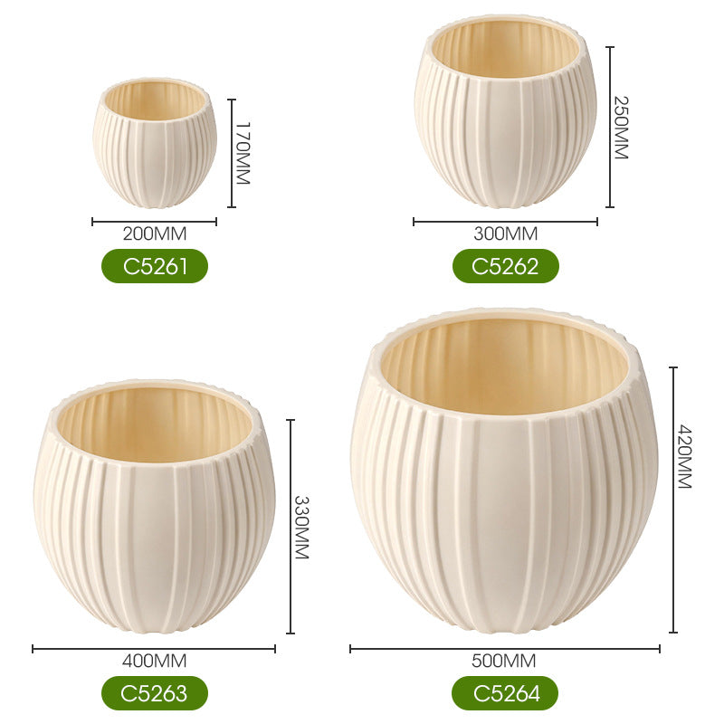 Elegant Ribbed Ceramic Planter Homeandso