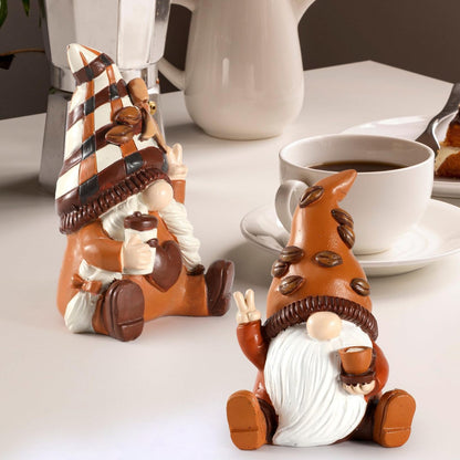 Whimsical Coffee Gnome Figurine Homeandso
