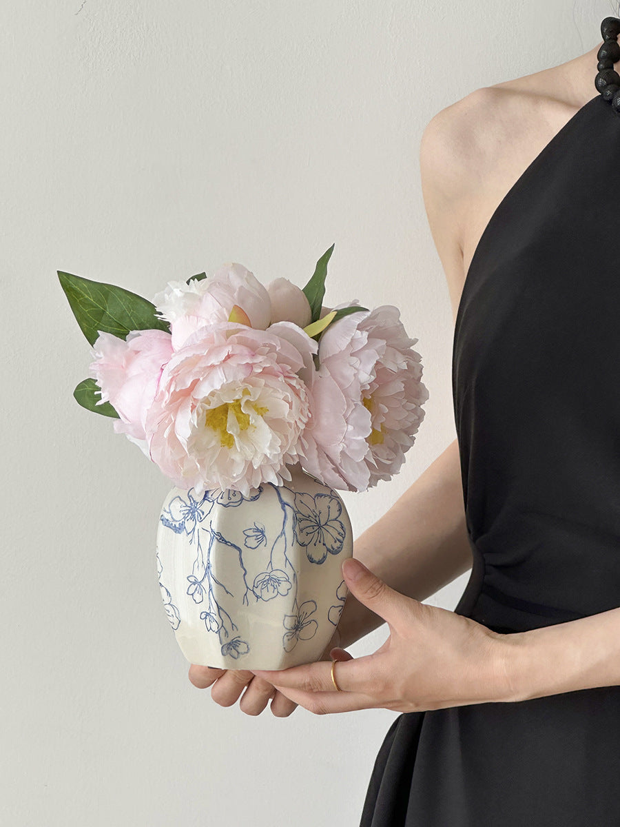 Elegant Floral Embellished Ceramic Vase