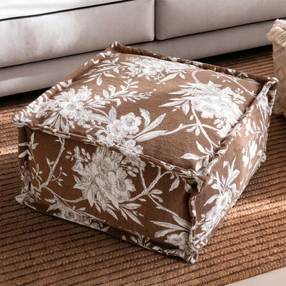 Decorative Floral Print Floor Pouf
