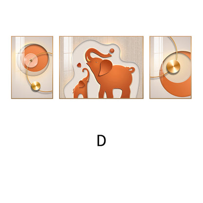 Abstract Elephant-Themed Canvas Triptych Art Homeandso