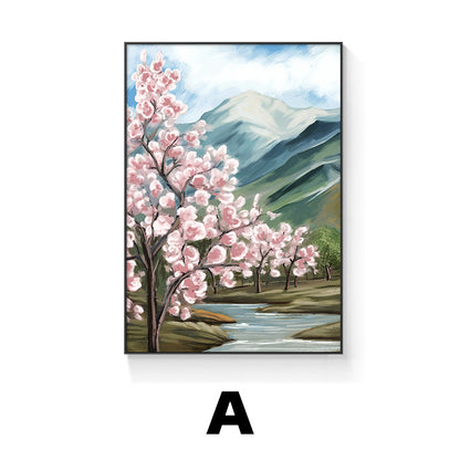 Framed Cherry Blossom Landscape Art Homeandso
