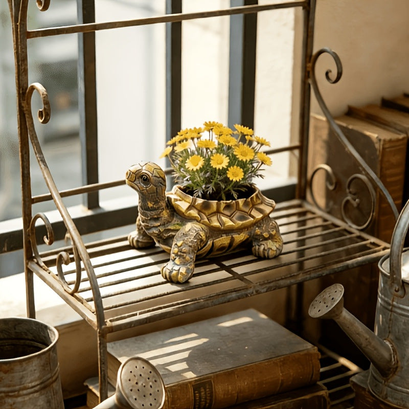 Turtle-Shaped Decorative Planter Homeandso
