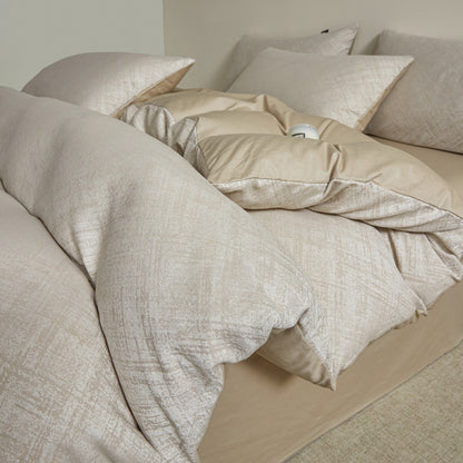 Embroidered Leaf Print Duvet Cover Set