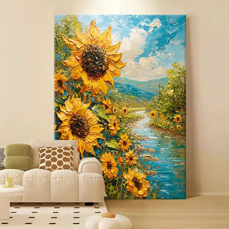 Textured Sunflower Landscape Canvas Art Homeandso
