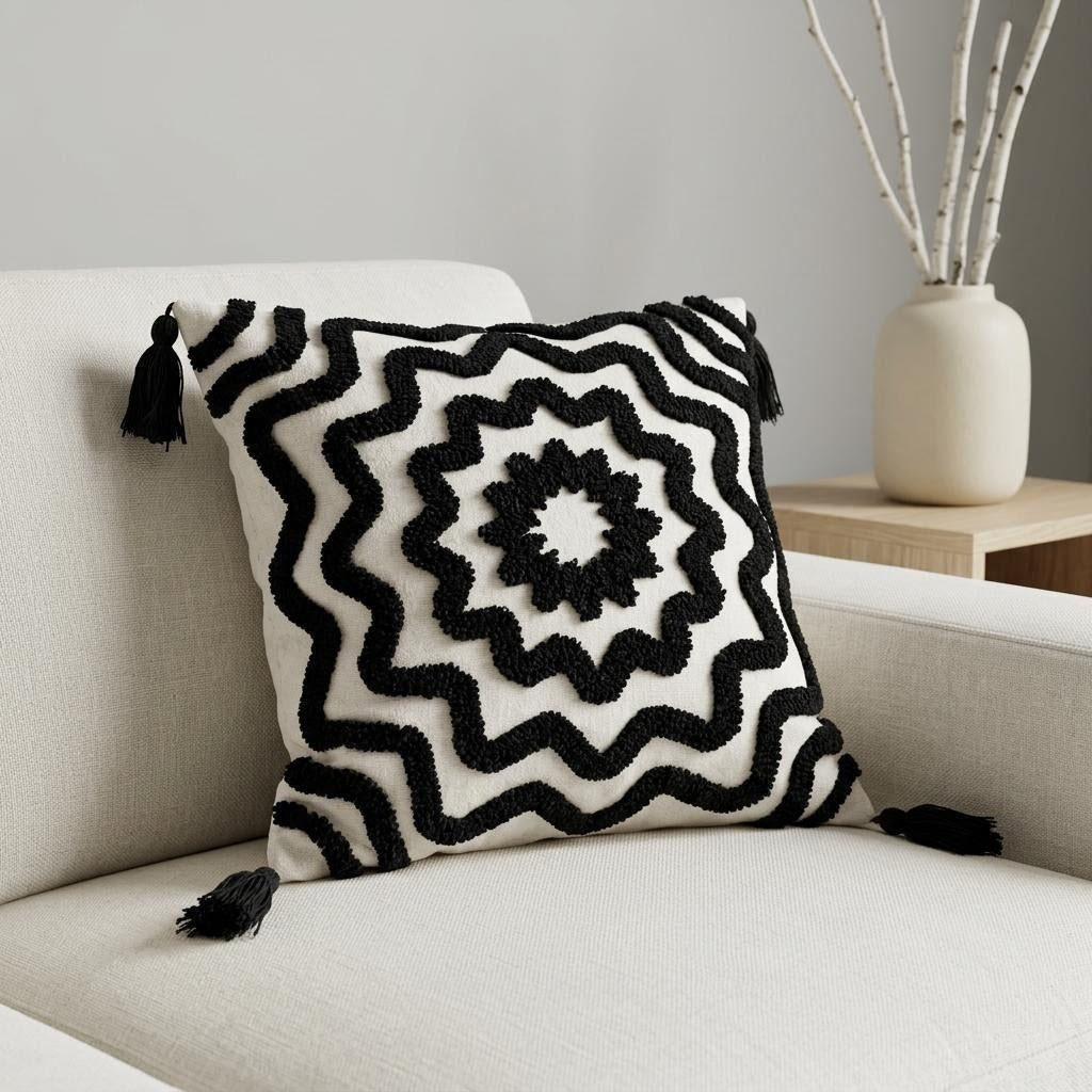 Geometrisch gemustertes Textil-Wurfkissen