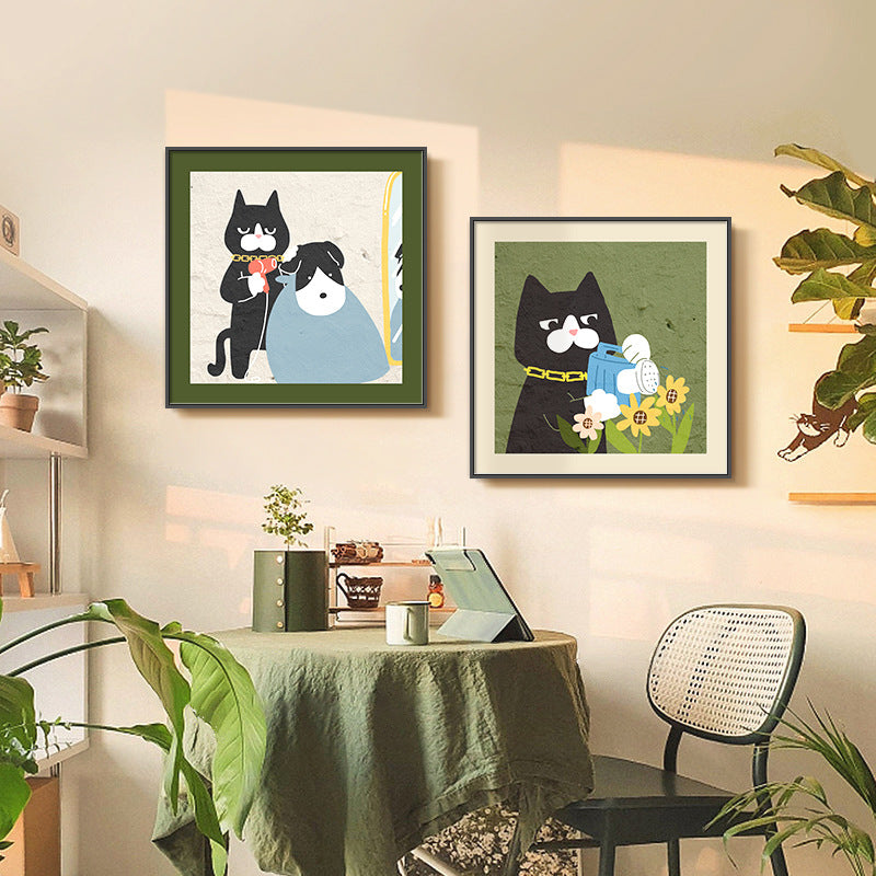 Decorative Cat-Themed Framed Artwork Homeandso