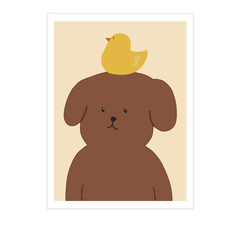 Cute Cartoon Pet-Themed Framed Wall Art Homeandso