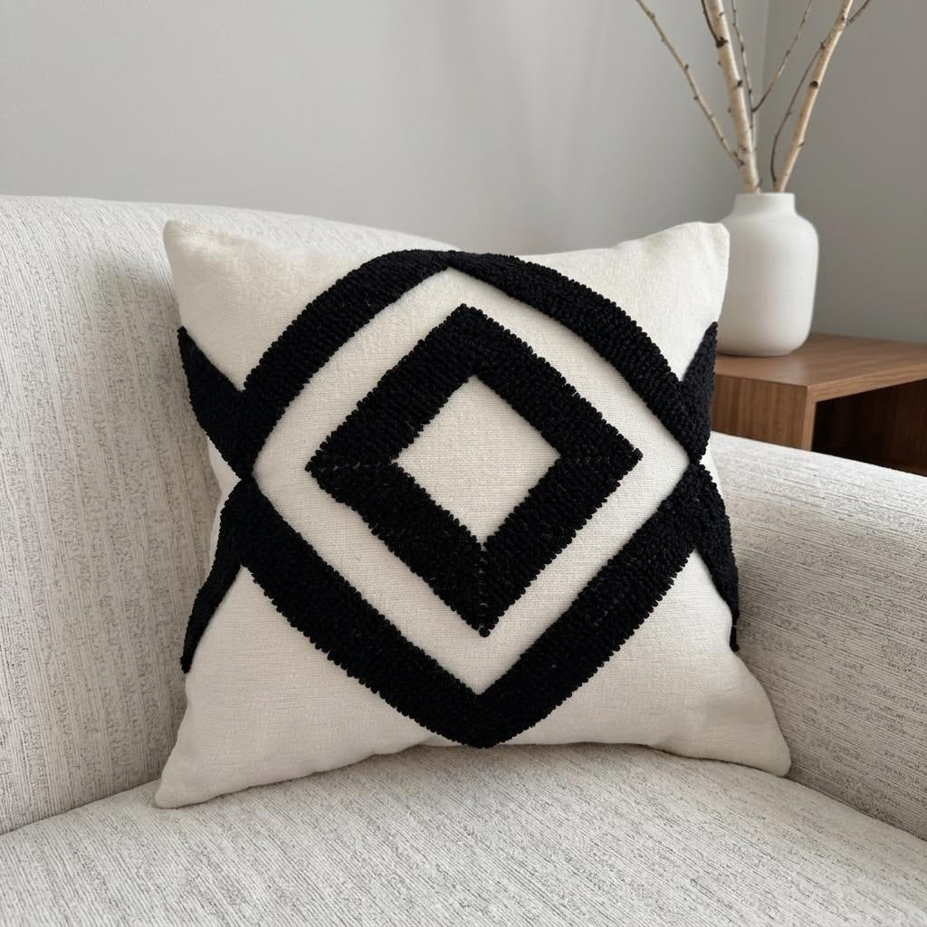 Geometrisch gemustertes Textil-Wurfkissen