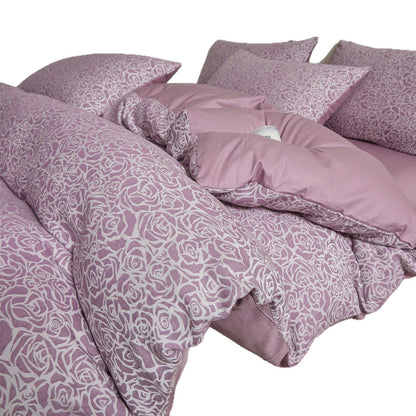 Embroidered Leaf Print Duvet Cover Set