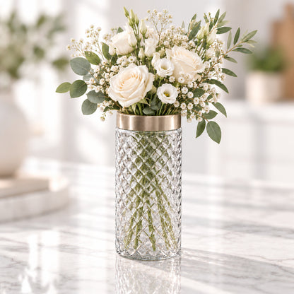 Elegant Faceted Glass Flower Vase