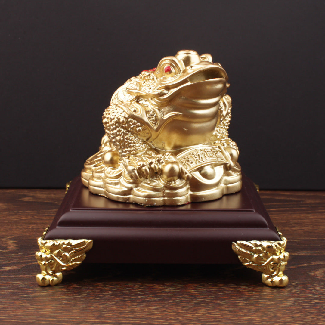 Decorative Golden Frog Figurine Homeandso