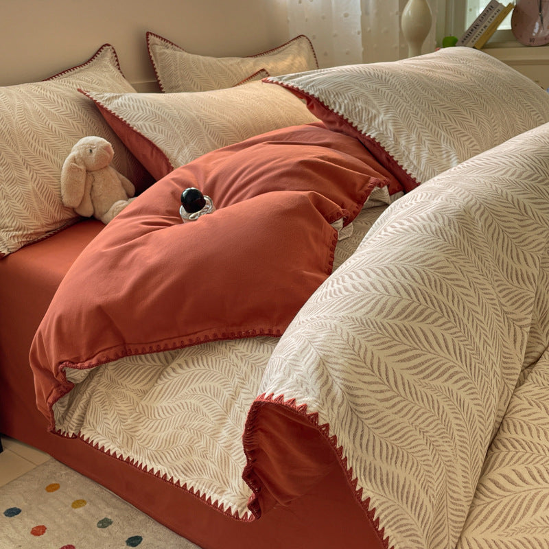 Textured Geometric Pattern Bedding Set