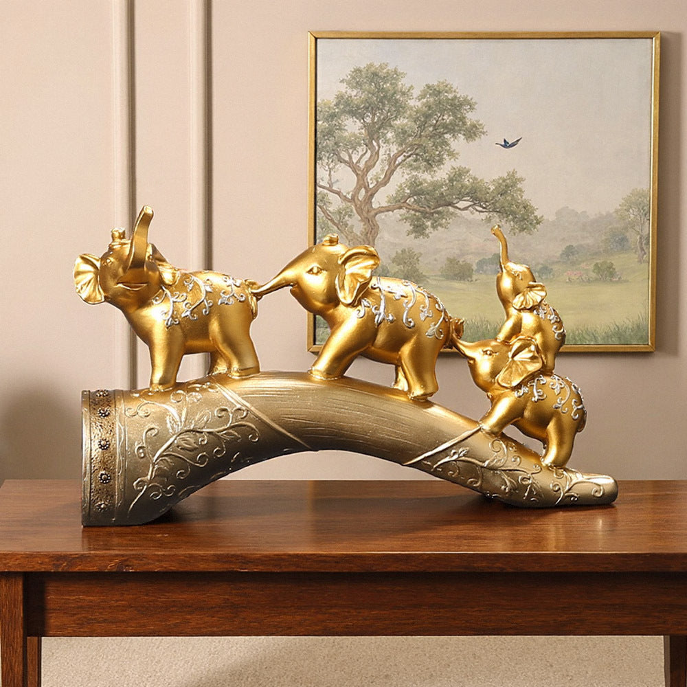 Decorative Elephant Family Sculpture Homeandso