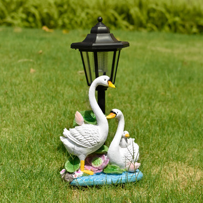 Decorative Swan Family Solar Lantern Homeandso