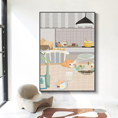 Whimsical Kitchen Scene Framed Art Print Homeandso