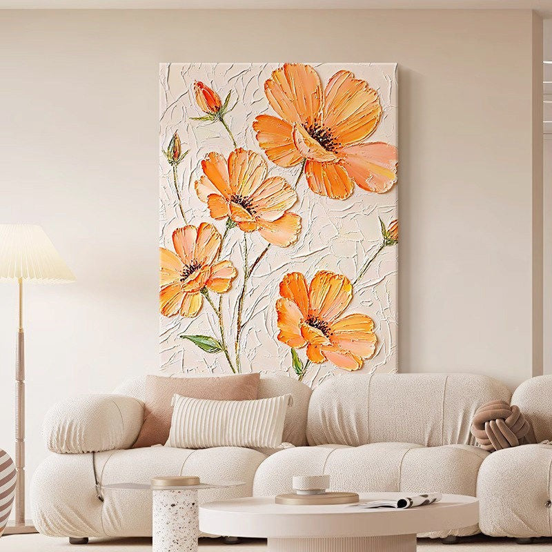 Textured Floral Relief Canvas Wall Art Homeandso