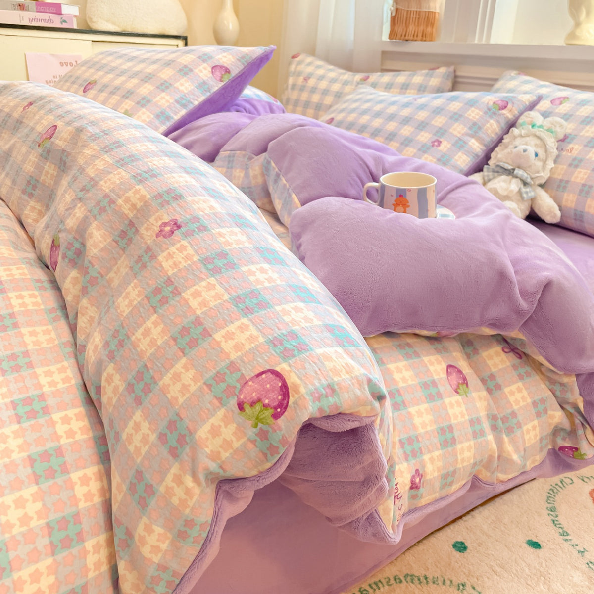 Playful Cartoon Print Duvet Cover Set Homeandso