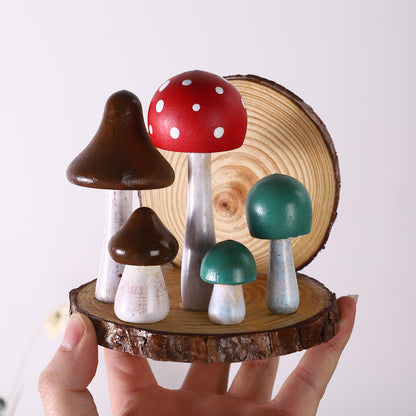 Decorative Wooden Mushroom Figurines Homeandso