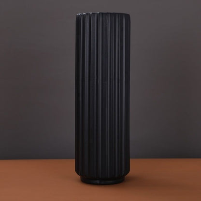 Tall Vertical Ribbed Decorative Vase