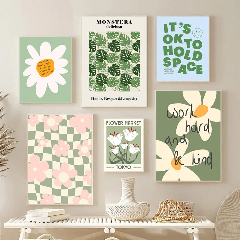 Floral Checkerboard Art Print Homeandso