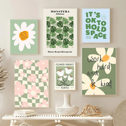 Floral Checkerboard Art Print Homeandso