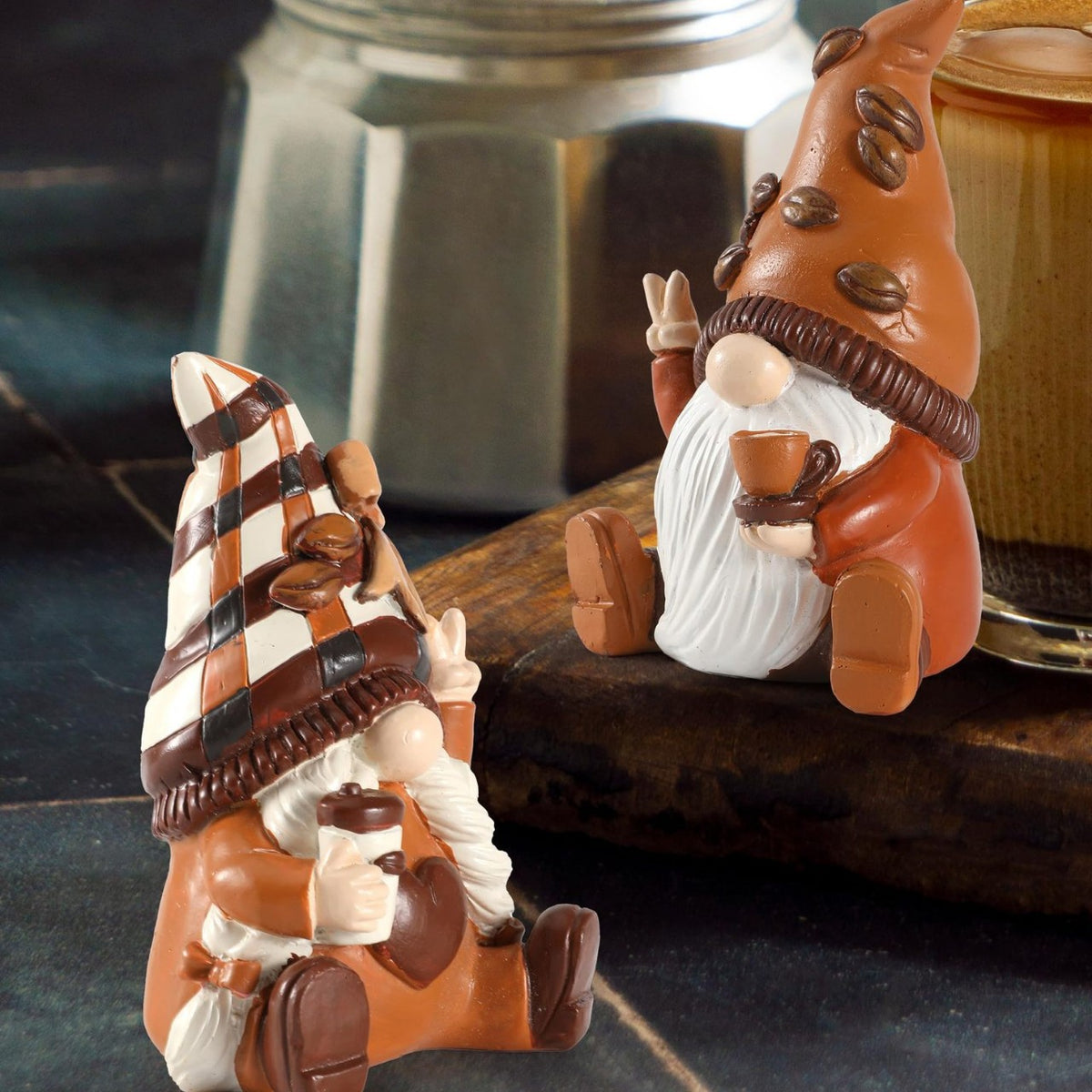 Whimsical Coffee Gnome Figurine Homeandso