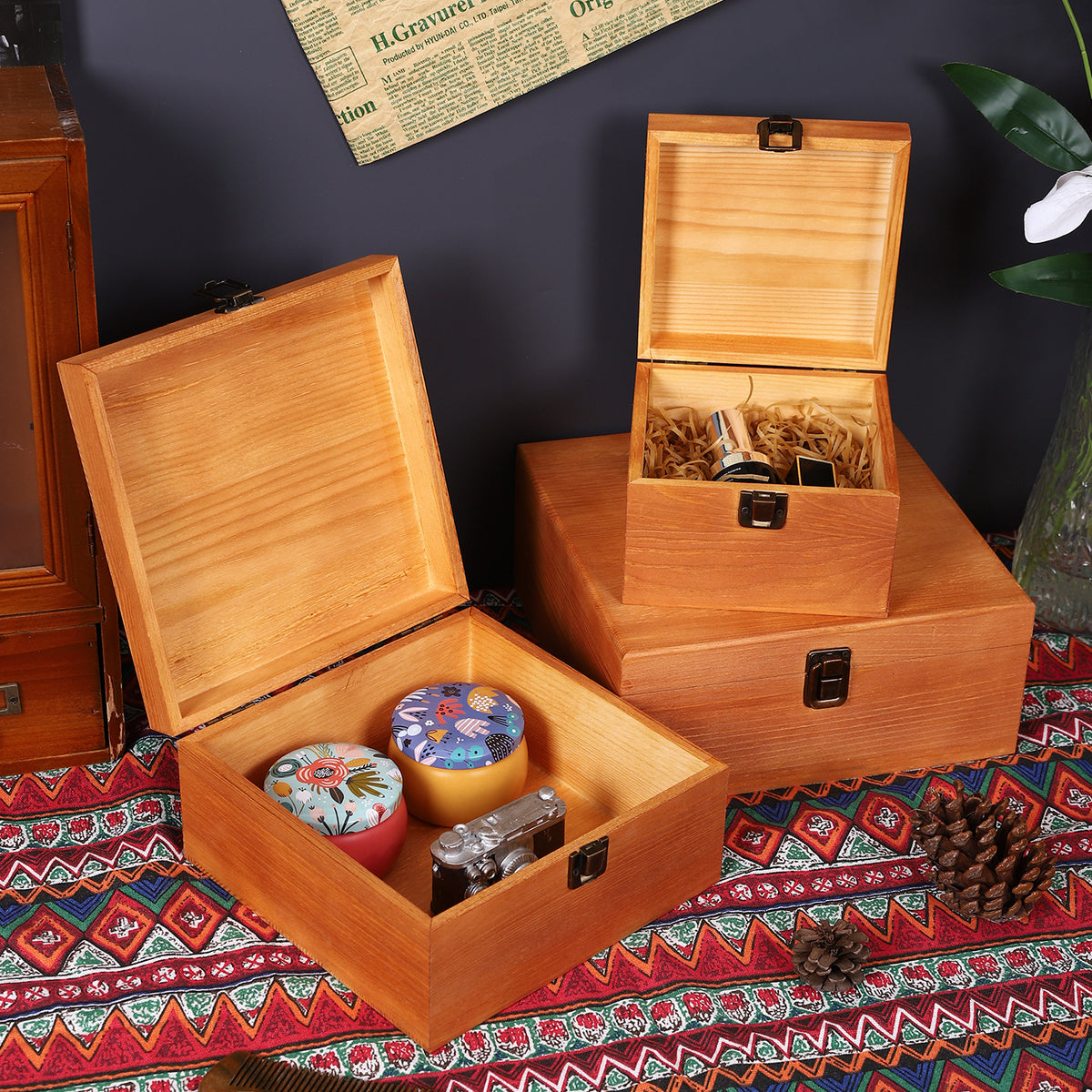 Rustic Wooden Storage Box Homeandso