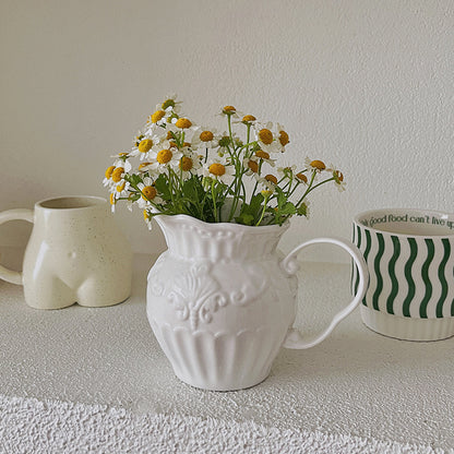 Elegant White Ceramic Pitcher Homeandso