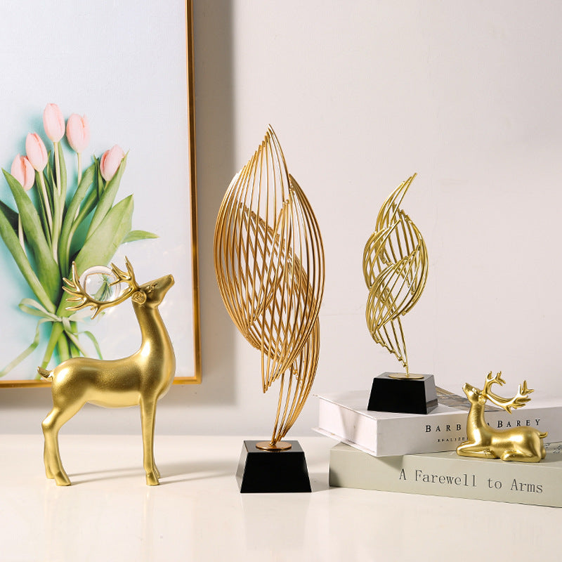 Elegant Metallic Wave Sculpture Homeandso